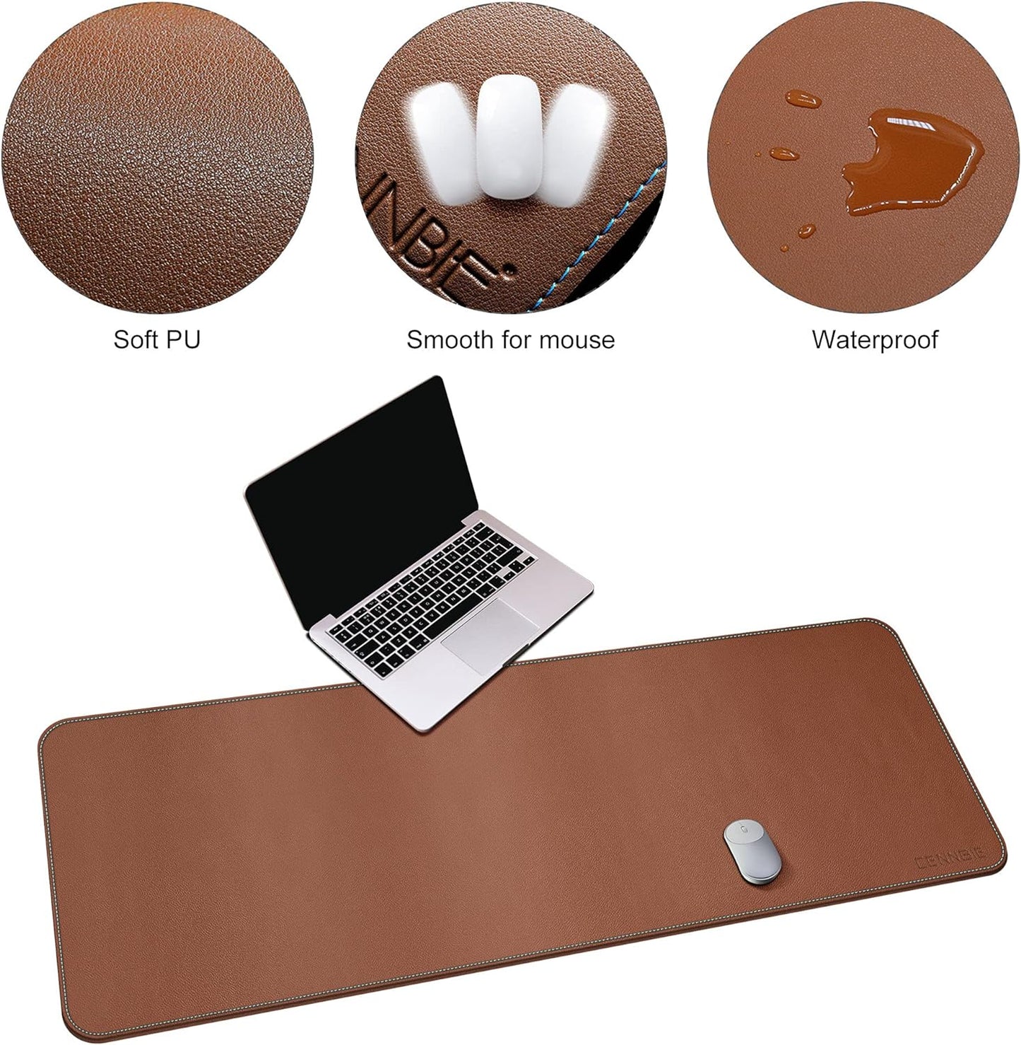 Leather Desk Pad – Large Mouse Pad - Desk Mat Home Office Desk Accessories Desktop Protector Non Slip Writing Desk Blotter (59 X 23.6 Inch – Light Brown)