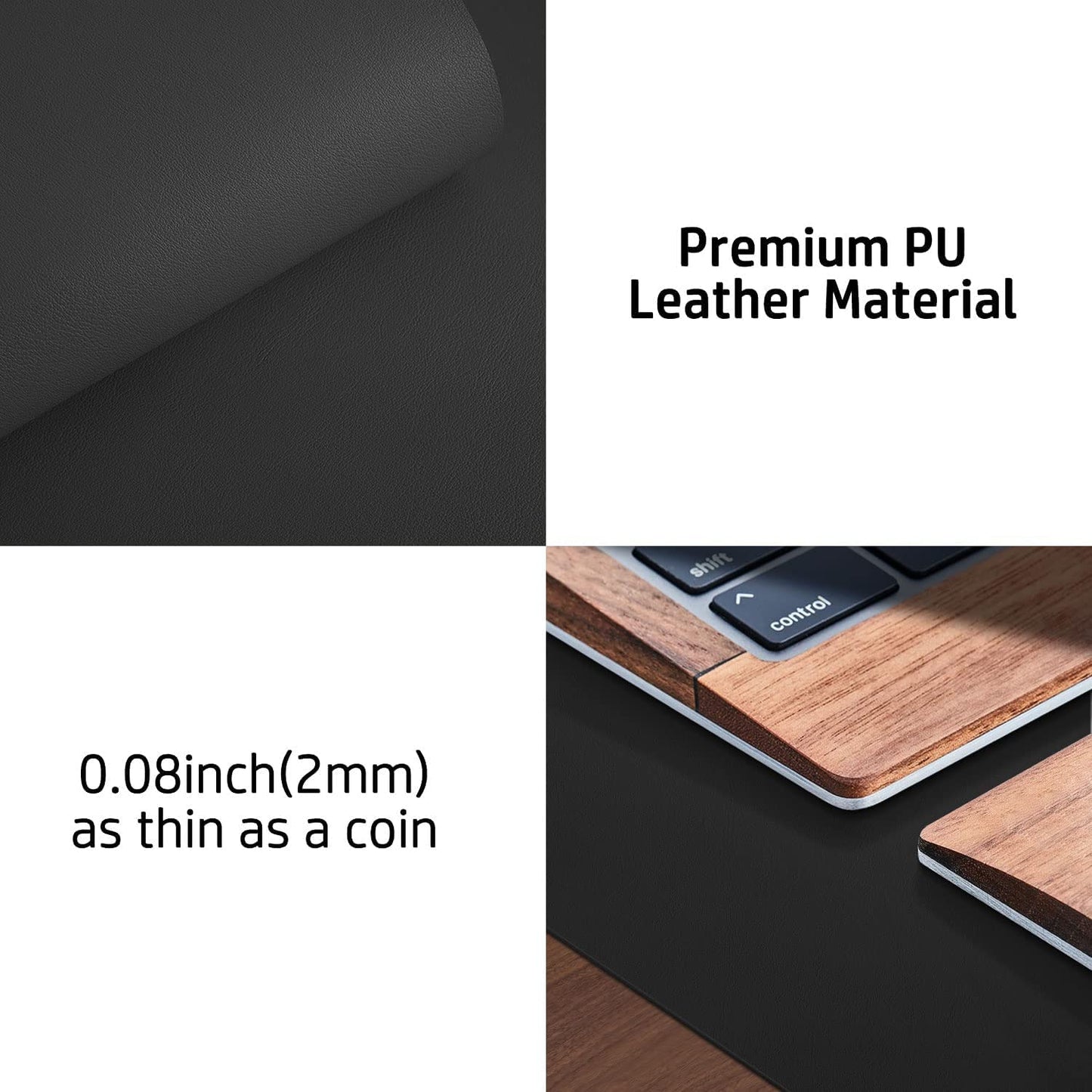 Leather Desk Pad Protector,Mouse Pad,Office Desk Mat, Non-Slip PU Leather Desk Blotter,Laptop Desk Pad,Waterproof Desk Writing Pad for Office and Home (Black,31.5" X 15.7")