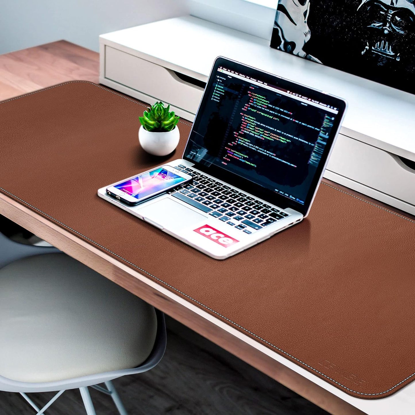 Leather Desk Pad – Large Mouse Pad - Desk Mat Home Office Desk Accessories Desktop Protector Non Slip Writing Desk Blotter (59 X 23.6 Inch – Light Brown)