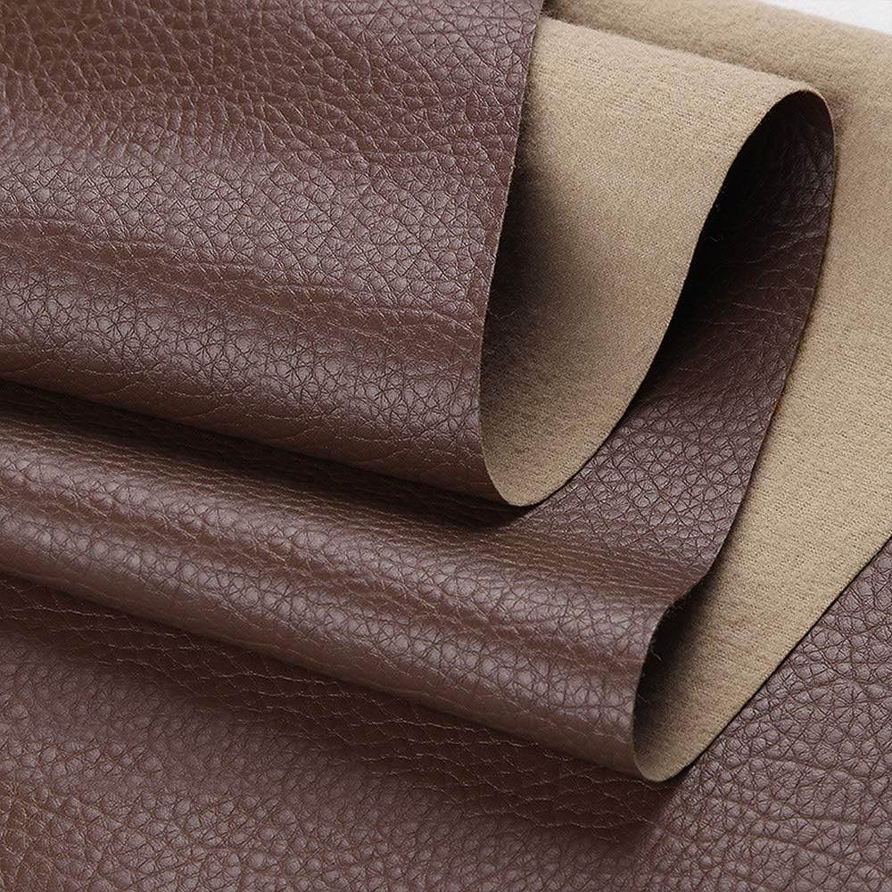 Vinyl Faux Leather Fabric Cotton Back for Hand Crafts DIY Tooling Sewing Hobby Workshop Crafting Wallet Making Square 0.7Mm Thick 54" Wide by the Yard (Dark Brown)