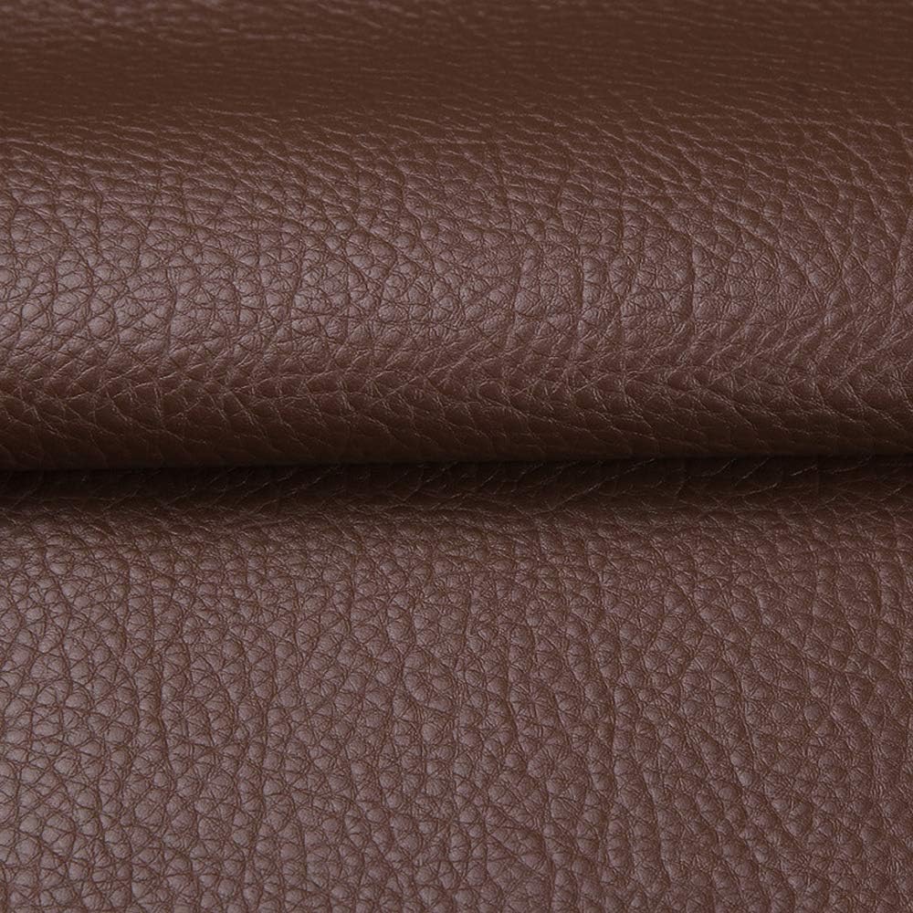 Vinyl Faux Leather Fabric Cotton Back for Hand Crafts DIY Tooling Sewing Hobby Workshop Crafting Wallet Making Square 0.7Mm Thick 54" Wide by the Yard (Dark Brown)