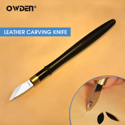 Leather Carving Knife DIY Hobby Artwork Ebony Handle Sharp Cutter Handwork Tool for Leather Craft