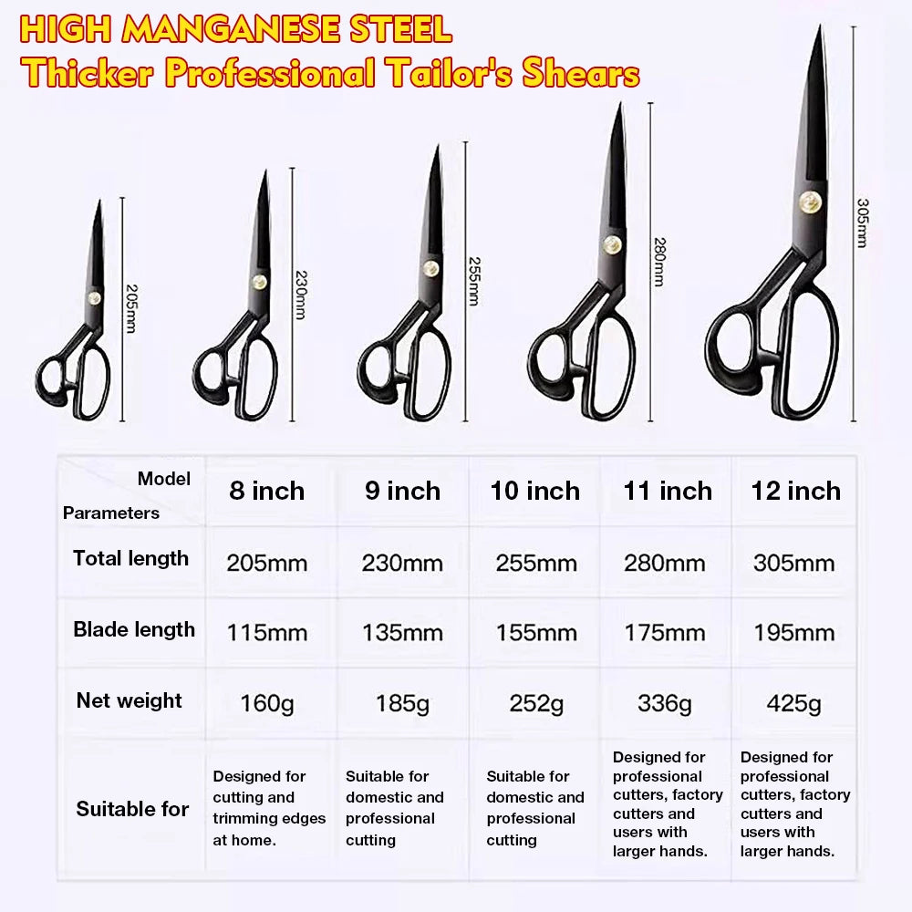 Professional Tailor Scissors Cutting Fabric Heavy Duty Scissors Leather Cutting Industrial Sharp Sewing Shears for Home Kitchen