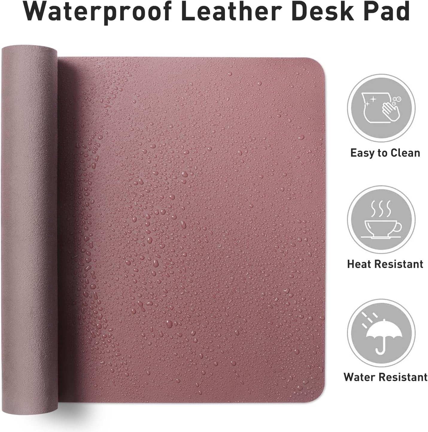 Leather Desk Pad Protector,Mouse Pad,Office Desk Mat,Non-Slip PU Leather Desk Blotter,Laptop Desk Pad,Waterproof Desk Writing Pad for Office and Home (Dark Pink, 23.6" X 13.7")