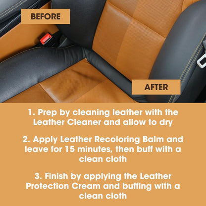 Leather Complete Restoration Kit | with Leather Recoloring Balm, Cleaner, 2-In-1 Protection Cream & Conditioner, Sponge, and Cloth | Leather Repair Kit for Furniture (Dark Grey)