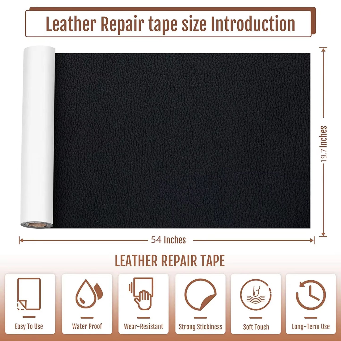 100X137Cm Self Adhesive Leather Repair Tape DIY Black Self-Adhesive Leather Repair Tape Ffor Sofa Repair Patches Sticky