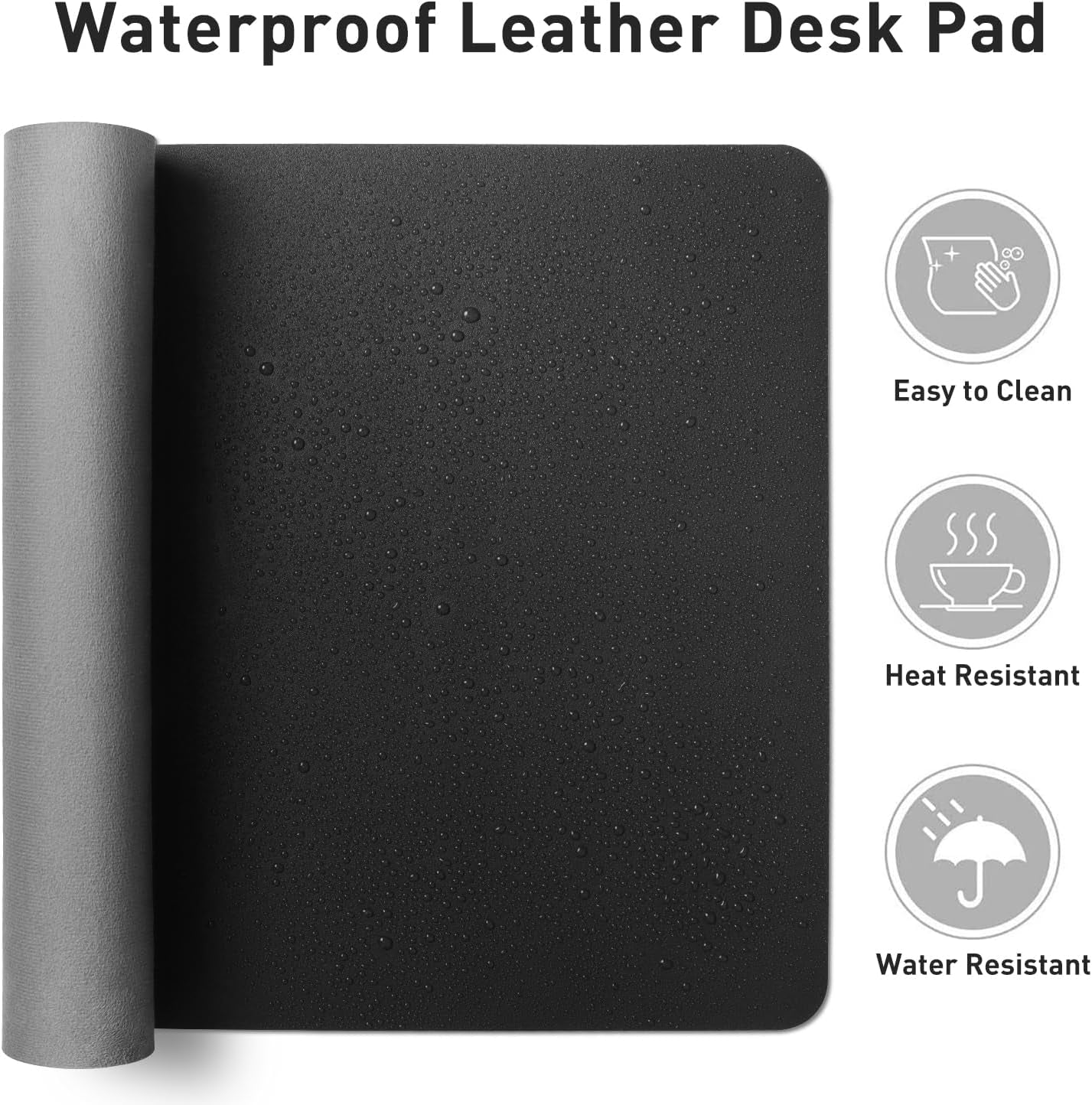 Leather Desk Pad Protector,Mouse Pad,Office Desk Mat, Non-Slip PU Leather Desk Blotter,Laptop Desk Pad,Waterproof Desk Writing Pad for Office and Home (Black,31.5" X 15.7")