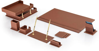 Bonded Set Luxury Leather Desk Pad & Desk Organization Essentials Desk Organizer Leather Desk Organizers